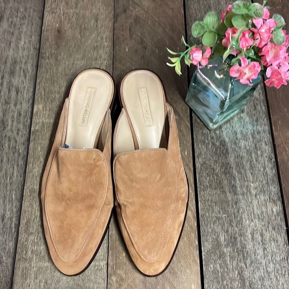 Antonio Melani Nelma Tan Brown Suede Mules